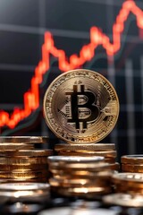 Wall Mural - Bitcoin price surge: soaring cryptocurrency values reflect market optimism, potential for financial growth and investment opportunities amidst evolving global economic landscape.