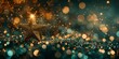 © Trichaiwat - New years Christmas gold green star background web banner with copy space