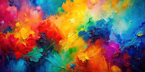 Wall Mural - Abstract painting with vibrant colors and varied textures for unique backgrounds and wallpapers, abstract, painting