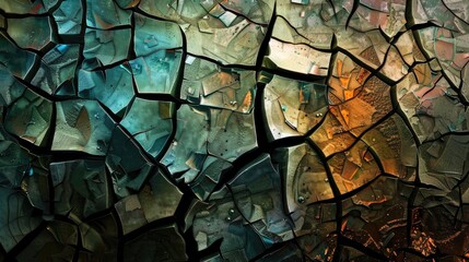 Wall Mural - Abstract damaged mosaic tiles digital artwork