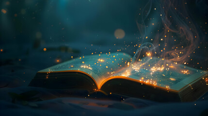 Wall Mural - A magical book with glowing pages