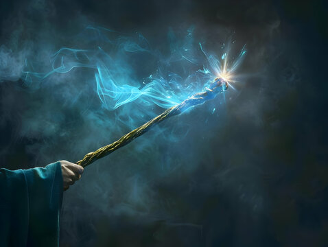 A wizard s staff emitting light