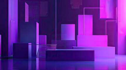 Wall Mural - The primary color scheme is dark violet, creating a sophisticated and tech-forward aesthetic. The image should incorporate subtle AI elements, such as abstract digital patterns or icons