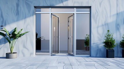 Poster - aluminum folding door with access to the terrace : Generative AI
