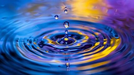 Poster - Beautiful pattern of circles of drops on a background of water Cosmetic moisturizing essence Abstract natural backdrop : Generative AI