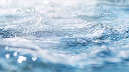 Aufkleber - White water with ripples on the surface Defocus blurred transparent white colored clear calm water surface texture with splashes and bubbles Water waves with shining pattern texture ba : Generative AI