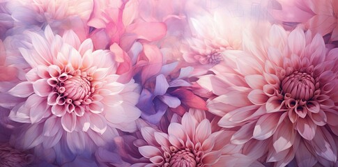 Poster - flower background with pink and white flowers and petals