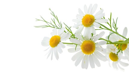 Chamomile flower isolated on white Camomile medicinal plant herbal medicine and natural ingredient for skincare beauty products : Generative AI