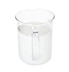 Sticker - Fresh milk in measuring cup isolated on white