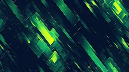 Wall Mural - green arrows print on black, green and black, geometric pattern, tech, gradient, glitch, high detailed, holographic, dark background