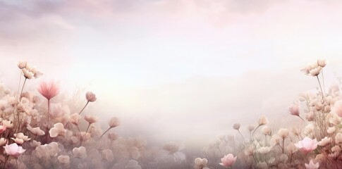 Poster - png backgrounds of pink and white flowers against a blue and white sky