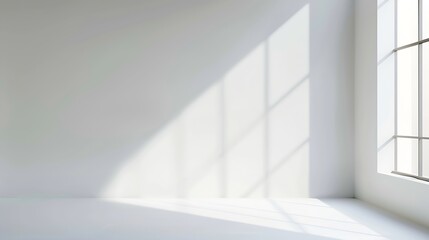 Poster - Abstract white studio background for product presentation Empty gray room with shadows of window Display product with blurred backdrop : Generative AI