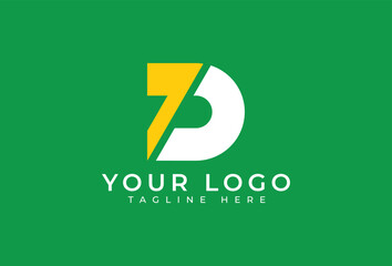 Sticker - Minimal letter 7D with fresh color monogram logo concept. number seven and D initial logotype  for any business branding identity