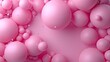 © Ghulam - 'balloons background lay top white view. Pastel pink style. confetti Flat birthday balloon minimalistic party festive celebrate event holiday table greeting card supply decoration vintage pi'