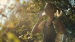 © The Little Hut - Drinking water fitness and exercise woman after sports run and training in nature : Generative AI