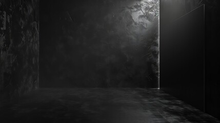 Aufkleber - Black background Empty room with chalkboard or cement plaster background texture wall and floor luxury place for design and background  mock up commercial display empty space Room and  : Generative AI