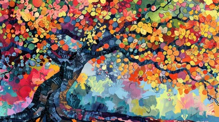 Wall Mural - Vibrant foliage adorns the tree