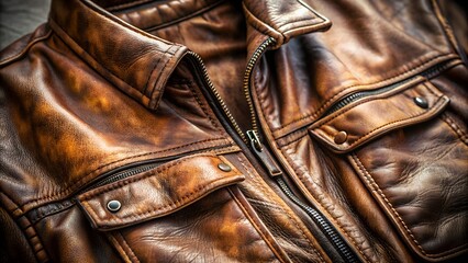 Wall Mural - Close-Up of a Brown Leather Jacket