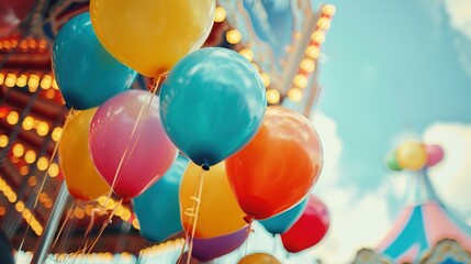 Wall Mural - Vibrant Balloons at a Lively Funfair Event