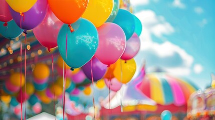 Wall Mural - A Funfair Event with Colorful Balloons