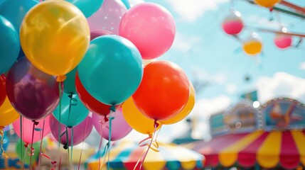 Wall Mural - Funfair Festivities with Colorful Balloons