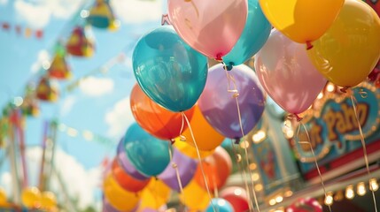 Wall Mural - Cheerful Balloons at the Funfair Celebration