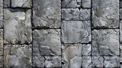 Weathered gray brick wall with a textured surface. Timeless urban aesthetic.