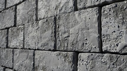 Wall Mural - Gray brick wall with rough texture. Industrial charm and rugged detail.