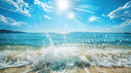 Sunny summer day with water splashes on the sea