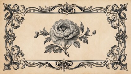 Poster - flower vintage scroll baroque victorian frame border r background