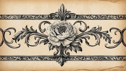 Poster - flower vintage scroll baroque victorian frame border r background