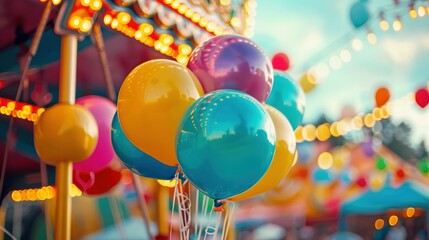 Wall Mural - Colorful Balloons Floating at the Funfair Event