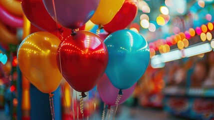 Wall Mural - Colorful Balloons Floating at the Funfair Event