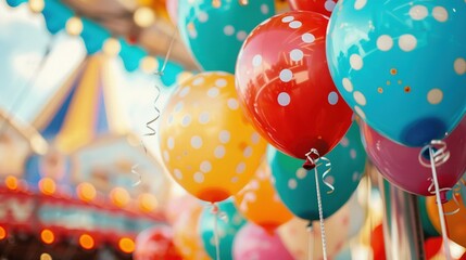 Wall Mural - Colorful Balloons Floating at the Funfair Event