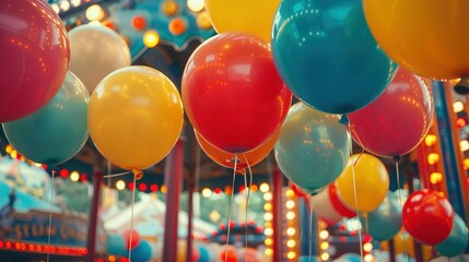 Wall Mural - Colorful Balloons Floating at the Funfair Event