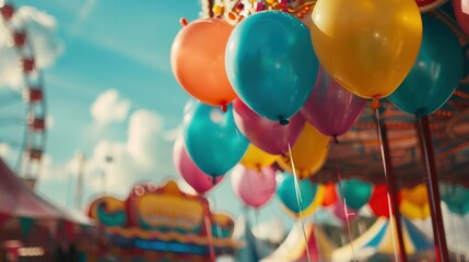 Wall Mural - Lively Funfair Filled with Colorful Balloons