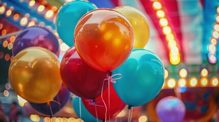 Wall Mural - Lively Funfair Filled with Colorful Balloons