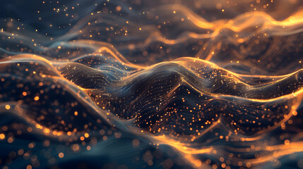 Digital background with a wave of futuristic particles