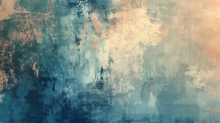 Abstract blue sky painting with paint splatters. Modern art design.