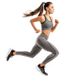© Sim - Athletic female running side view full length on transparency background PNG