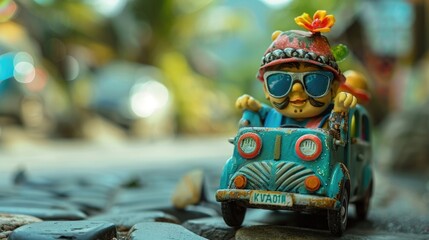 Poster - Happy travelling on toy vehicle