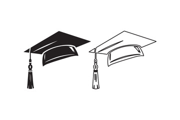 Graduation cap or Education Icon vector silhouette Illustration artwork
