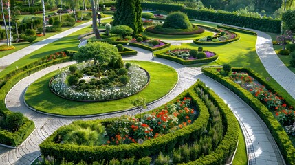 Canvas Print - Landscape design with winding lines of green picture