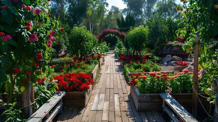 Wall Mural - Plants with rows of red and green img