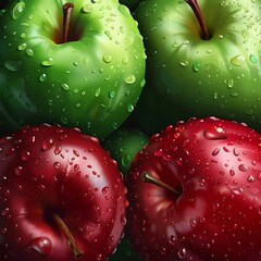 A group of red and green apples in a pile