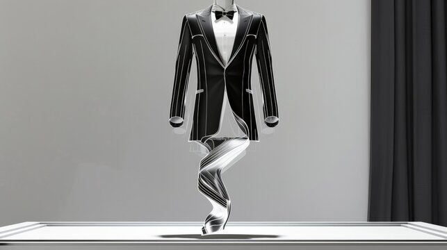 3d rendering of a tuxedo with a sleek modern design floating in mid air ideal for digital art and mo