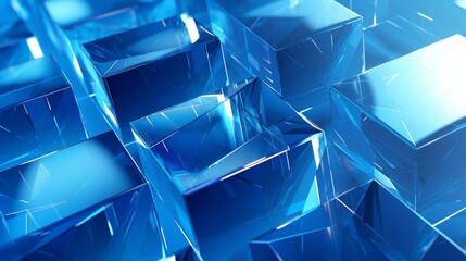 Poster -  a captivating abstract blue background with captivating diamonds and squares in an enchanting geometric pattern.
