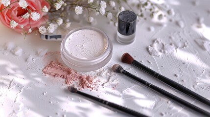 Poster - Makeup products for decoration on a white surface