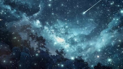 Wall Mural - falling star photoshop overlay night sky starlight seamless looping overlay 4k virtual video animati