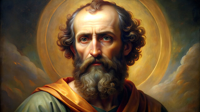 Apostle Paul religious saint Christian biblical historical figure. Ancient divine believer. AI generated.